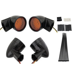 PartzBiz HD VT33-5004 - V-Twin 33-5004 สีดำ Revox Bullet Style LED ไฟเลี้ยวชุด Harley 94-13 Amber LED สัญญาณไฟเลี้ยวรถจักรยานยนต์ Harley Davidson Softail Bullet การเปลี่ยนการอัพเกรดใหม่ที่ดีที่สุด