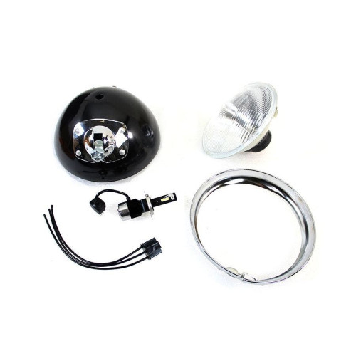 PartzBiz HD: 4401146-V-Twin 33-1769 12 Volt LED ไฟหน้า 7” สีดำ สตั๊ดกลาง Harley Panhead FL 49-59 electra street glide ไฟท้าย เบรก softail touring Bagger Dresser lighting ราคาถูกที่สุด davidson phillips