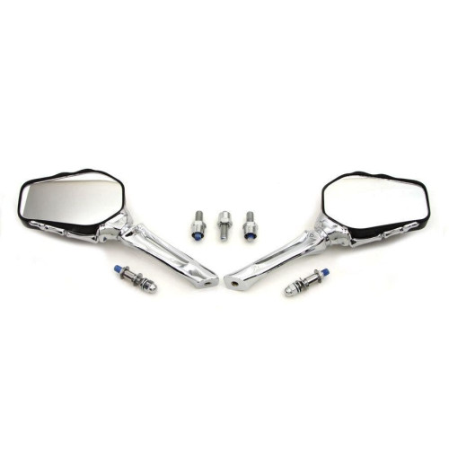 PartzBiz HD: 4401125-V-Twin 34-1319 Skeleton Mirror Set with Bone Shaped Stems Chrome Harley 65-Up electra street road glide king softail dyna best for custom chopper bagger skull