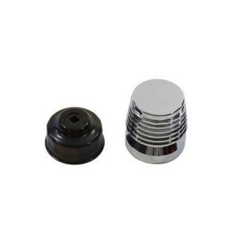PartzBiz HD: 4401092-ชุดอัพเกรดกรองน้ำมันเครื่อง V-Twin 40-5000 Chrome Finned Performance Harley 84-Up