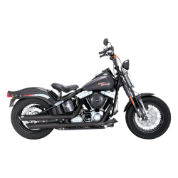 PartzBiz HD VH-46842 - Vance & Hines 3" Round Twin Slash Slip-On Black Mufflers 4 Harley 07-09 FLSTN/FLSTSB | 46842