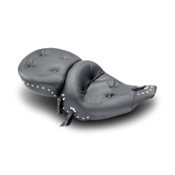 PartzBiz HD MD75555 - Mustang Seats Wide Regal Style Chrome Studded Touring Seat Harley FLHT FLT 91-96 | 75555
