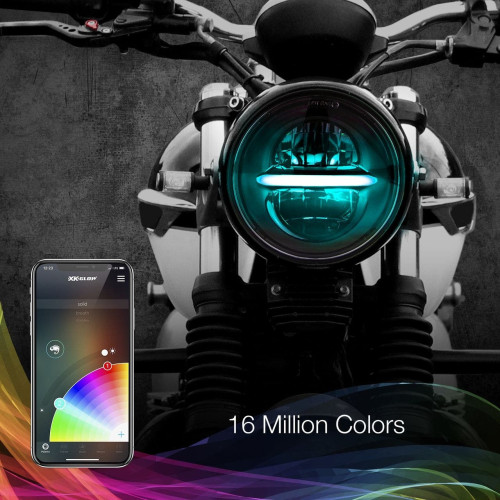 PartzBiz HD: 4400299-XK Glow 5.75" Black Headlight RGB Motorcycle Smartphone App Control Harley Dyna XK-5IN-KIT-B davidson rgb custom auto show car truck light upgrade PartzBiz HD: 4400299-XK Glow 5.75" Black Headlight RGB Motorcycle Smartphone App Control Harley Dyna XK-5IN-KIT-B davidson rgb custom auto show car truck light upgrade